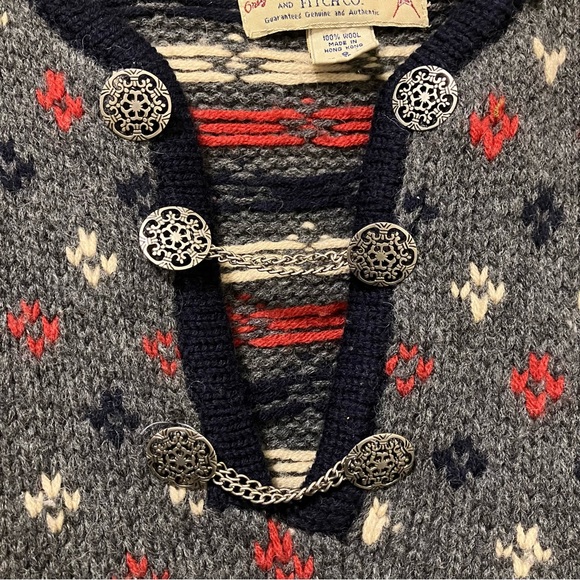 Vintage Abercrombie & Fitch Wool Fair Isle Knit Sweater with Chain Detailing - Picture 4 of 10